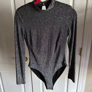 JLUXLABEL Silver Glitter Bodysuit